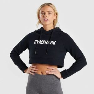 Gymshark cropped pulllover hoodie sweatshirt black size small S